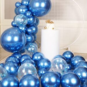 RainbowQ Party 55PCS Blue Metallic Balloons Different Sizes 18/12/5 Inch and Blue Confetti Balloons Shiny Latex Helium Balloons Set for Anniversary Graduation Wedding Birthday Party Decorations