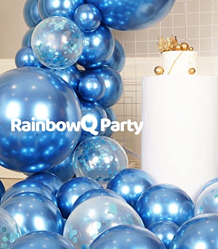 RainbowQ Party 55PCS Blue Metallic Balloons Different Sizes 18/12/5 Inch and Blue Confetti Balloons Shiny Latex Helium Balloons Set for Anniversary Graduation Wedding Birthday Party Decorations