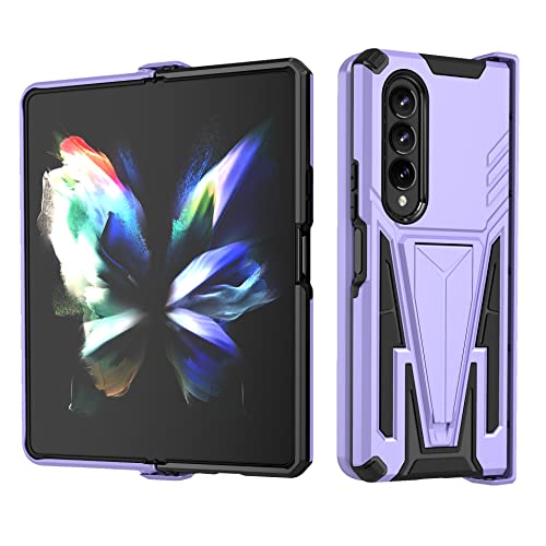 for Galaxy Z Fold 4 Case with Kickstand, Magnetic Stand Holder Case, Heavy Duty Shockproof Protective Phone Case Cover for Samsung Z Fold 4 Case 5G 2022, Girls Women Men Fold 4 phone protector(Purple)