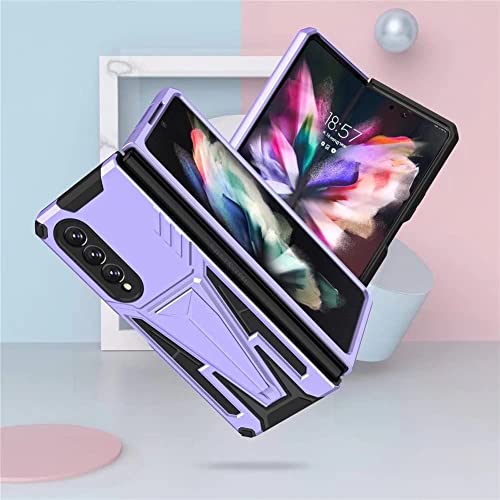 for Galaxy Z Fold 4 Case with Kickstand, Magnetic Stand Holder Case, Heavy Duty Shockproof Protective Phone Case Cover for Samsung Z Fold 4 Case 5G 2022, Girls Women Men Fold 4 phone protector(Purple)