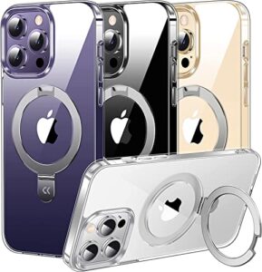 casekoo magnetic clear designed for iphone 14 pro max case with invisible stand [compatible with magsafe] [non yellowing] shockproof protective for women men phone cases 6.7 inch 2022, clear