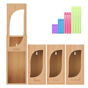housome® bamboo ziplock organizer for drawer-tidy your kitchen with this ziplock bag organizer for drawer. with 4 food bag compartments, suitable for gallon, quart, snack and sandwich bags storage