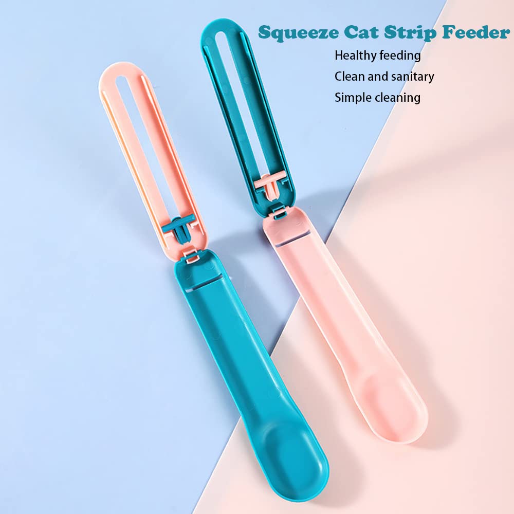 RIDZY 2 PCS Pet Feeder Cat Strip Squeeze Spoon, Multifunctional Pet Spoons Cat Feeder, Cat Wet Food Spoon Pet Food Spoon for Lickable Wet Cat Treats Pet Liquid Snack Feeding