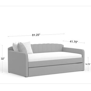 Glenwillow Home Scalloped Twin Daybed with Roll-Out Trundle in Stone