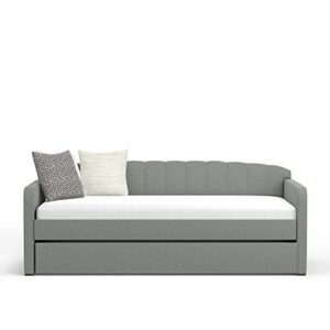 Glenwillow Home Scalloped Twin Daybed with Roll-Out Trundle in Stone