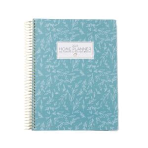 ppp 2023 home planner (blue leaf) | work from home planner w/stickers | daily checklist | monthly budget worksheet | monthly calendar layout | vacation checklist | coil binding | poly laminated cover