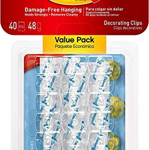 Command Clear Hooks Small - 80 Indoor Mini Plastic String Light Clips for Wall, Christmas, Cable, Wire and Hanging with 96 Adhesive Strips and Wholesalehome Hook Torpedo Level