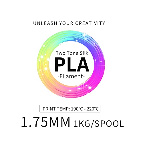 Inland Dual Color Filament - Blue to Silver Color Change Filament - Two Color Silk PLA 3D Printer Filament 1.75mm - Dimensional Accuracy +/- 0.03mm - 1kg Cardboard Spool (2.2 lbs) – FDM/FFF Printers