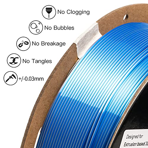 Inland Dual Color Filament - Blue to Silver Color Change Filament - Two Color Silk PLA 3D Printer Filament 1.75mm - Dimensional Accuracy +/- 0.03mm - 1kg Cardboard Spool (2.2 lbs) – FDM/FFF Printers