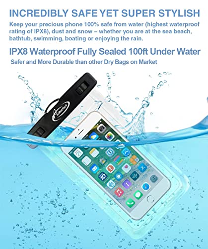 AiRunTech Large Universal Waterproof Case, Waterproof Phone Pouch Compatible with iPhone 14 Pro Max/13/12/11/XR/X/SE//8/7, Galaxy S22/S21, Note 20 Pixel/OnePlus Underwater Phone Protector Vacation