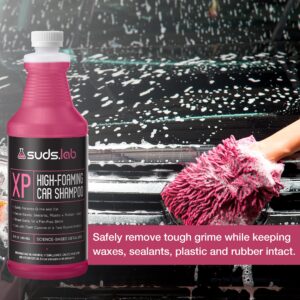 Suds Lab XP High Foaming Exterior Car Wash Shampoo, Effectively Removes Dirt and Grime, Use with Foam Cannon or Bucket Wash, 64 oz