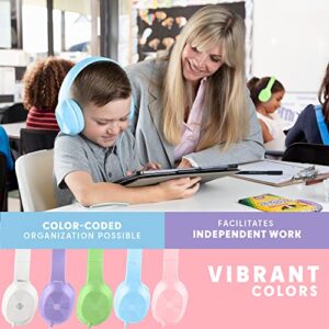 Sonitum Bulk Kids Headphones for School with Microphones - 5-Pack On-Ear 3.5mm Wired Headphones for Schools -Comfy Wired Kids Headphones with in-Line Mics – School Headphones for Kids