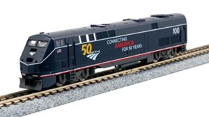 kato usa model train products n ge p42 amtrak midnight blue #100 w/ 50th anniversary logo (176-6035)