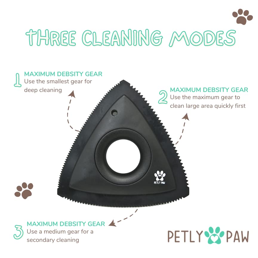 Petly Paw Triangle Mini Pet Hair Detailer for Furniture, Couch, Lint, Carpet and Car - Car Detailing Supplies - Carpet Dog Hair Remover for Car Interior - Hair Remover