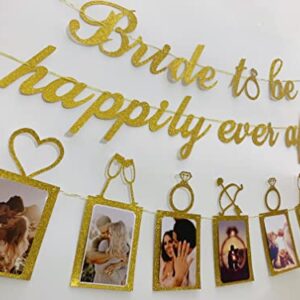 Concico Bridal Shower Decorations - Bride to be happily ever after Banner and Photo Banner for Bridal Shower/Wedding/Engagement Party Kit Supplies Decorations decor(Gold)