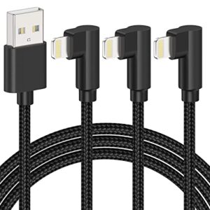 6.6ft iphone charger 90 degree,[apple mfi certified] 3pack usb to lightning cable right angle,nylon braided iphone fast charging cord for iphone 14 13 12 11 pro max xr xs x 8 7 6 plus se ipad air mini