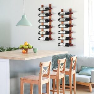 B4Life Wine Racks Wall Mounted, Wall Wine Bottle Display Rack 6 Bottle Wall Wine Racks for Wine Bottles, Wood Wine Holder Wall Mounted for Dining Room, Storage Room, Wine Cellar, Kitchen