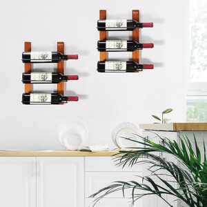 B4Life Wine Racks Wall Mounted, Wall Wine Bottle Display Rack 6 Bottle Wall Wine Racks for Wine Bottles, Wood Wine Holder Wall Mounted for Dining Room, Storage Room, Wine Cellar, Kitchen