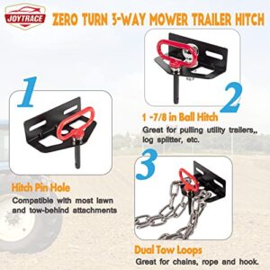 Towing Hitch Set - 3-Way Universal Zero Turn Mower Trailer Hitch and Neodymium Magnets Hitch Pin 1/2 Inch