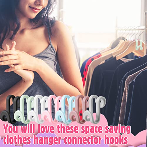 200 Pcs Clothes Hanger Connector Hooks Hanger Extender Hooks in 7 Colors Space Saver Plastic Cascading Hanger Hooks Heavy Duty Outfit Hangers for Velvet Hangers Closet Organizer Stack Clothes