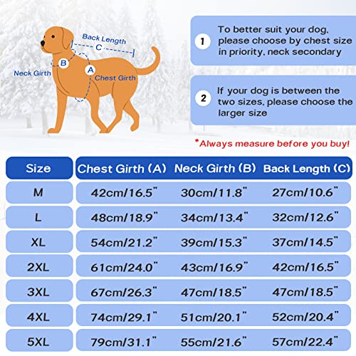 Cold Weather Dog Coats, Waterproof Dog Winter Coat Thick Padded Cozy Vest Reflective Warm Dog Vest Dog Snow Jacket with Leash Attachment Pet Winter Clothes for Small Medium Large Dogs, Red, Blue