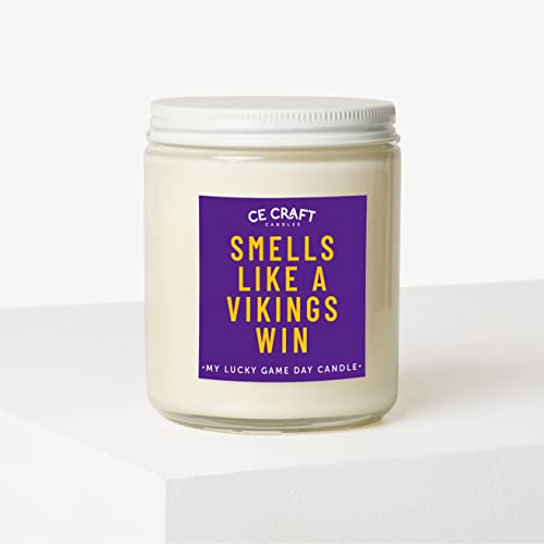 CE Craft - Smells Like A Vikings Win Candle - Football Themed Candle, Gift for Dad, Gift for Son, Dad Gift, Sports Themed Candle, Gift for Him (Vanilla Oak)