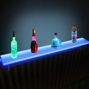 Cimcame Led Lighted Liquor Bottle Display Shelf Set of 2 with Remote&APP Control 40 Inch Floating Wall-Mounted Illuminated Marquee Lighting Shelves for Home Commercial Bar