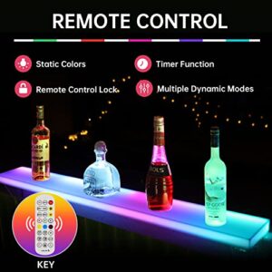 Cimcame Led Lighted Liquor Bottle Display Shelf Set of 2 with Remote&APP Control 40 Inch Floating Wall-Mounted Illuminated Marquee Lighting Shelves for Home Commercial Bar