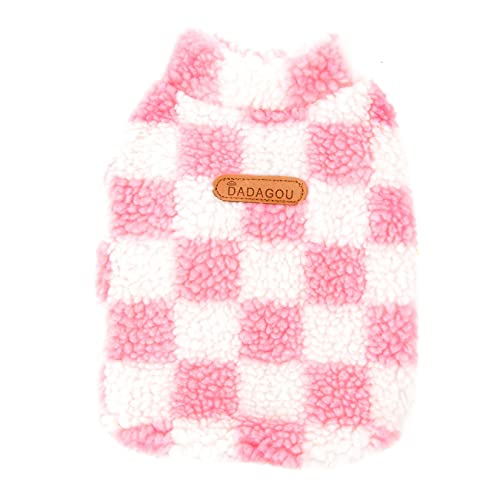 Zunea Fuzzy Dog Sweater Coat for Small Dogs Girl Boy Warm Fleece Winter Jacket Coat Plaid Fluffy Puppy Clothes Soft Pullover Cold Weather Pet Apparel for Chihuahua Doggy Cats Pink M