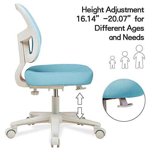 Ergonomic Kids' Desk Chairs, Height & Depth Adjustable Kids Study Chair, Cute Kids Office Chair. Perfect for Home, School and Library. No Armrests.