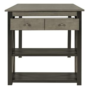 CKLMMC Rustic Wood Kitchen Dining Table Set with 2 Stools and Bench, 4-Piece Counter Height Storage Shelves Drawer, Perfect Choice for Small Places (Gray/2S+1B)