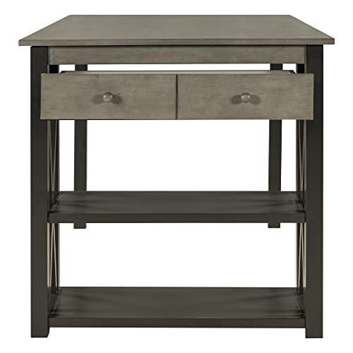 CKLMMC Rustic Wood Kitchen Dining Table Set with 2 Stools and Bench, 4-Piece Counter Height Storage Shelves Drawer, Perfect Choice for Small Places (Gray/2S+1B)