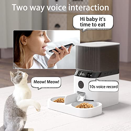 Nilezpet Automatic Cat Feeder with Camera,5L Pet Feeder with 1080p Hd Video for 2 Cats & Dogs,Auto Dog Food Dispenser with Portion Control,Distribution Alarms and Voice Recorder Up to 6 Meals Per Day