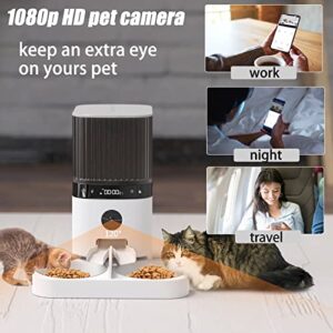 Nilezpet Automatic Cat Feeder with Camera,5L Pet Feeder with 1080p Hd Video for 2 Cats & Dogs,Auto Dog Food Dispenser with Portion Control,Distribution Alarms and Voice Recorder Up to 6 Meals Per Day