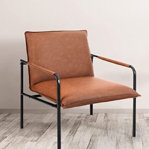 hera's palace modern accent chair, living room chairs with arms, mid century sitting chair, comfortable and sturdy, lounge chair with metal leg for bedroom, living room, office (pale brown)
