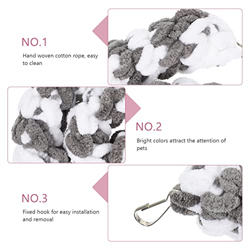 1Pc Ferret Toys, Sugar Glider Climbing Toys Rat Swing Hanging Toy Parrot Climbing Rope Bird Perches Stand Pet Swing Hamster Cage Accessories for Small Animals, Grey White