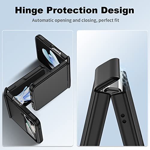 for Samsung Galaxy Z Flip 4 Case: [Hinge Protection][Volume Key Protection][Wireless Charging] Ultra Thin Soft PC Anti-Scratches Protective Phone Cover Case for Samsung Flip 4 5G 2022 (Black)