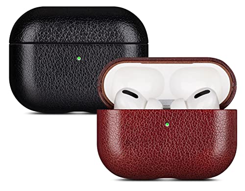 Haobobro Handcrafted AirPods Pro Leather Case Cover | Only Compatible with AirPods Pro (1st Gen) - Top Grain Leather AirPods Pro 1st Generation Case | Not for AirPods Pro (2nd Gen) - Brown