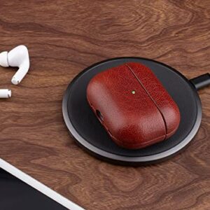 Haobobro Handcrafted AirPods Pro Leather Case Cover | Only Compatible with AirPods Pro (1st Gen) - Top Grain Leather AirPods Pro 1st Generation Case | Not for AirPods Pro (2nd Gen) - Brown