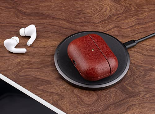 Haobobro Handcrafted AirPods Pro Leather Case Cover | Only Compatible with AirPods Pro (1st Gen) - Top Grain Leather AirPods Pro 1st Generation Case | Not for AirPods Pro (2nd Gen) - Brown