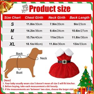 Dog Christmas Costume Puppy Dress, Santa Claus Pet Clothes Velvet Skirt Thermal Shirt Winter Coat Xmas Holiday Apparel Cute Girl Clothing Red Dresses, Dog Outfit for Small Medium Dogs Cats (M, Red)