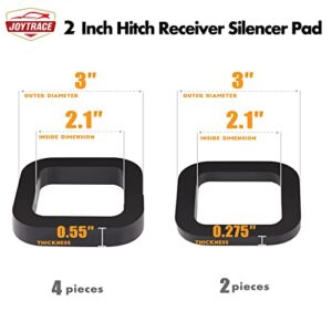 6 Pack - Multiple Size Combination，2 Inch Hitch Receiver Silencer Pad - Compatible with Most 2 Inch Trailer Hitch Receiver