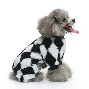 Petvins Dog Pajamas for Small Medium Dogs, Coral Fleece Dog Coat Clothes, Winter Costume for Puppy Cat, Black and White