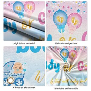 Gender Reveal Decorations Pastel Blue Pink Balloon Garland Arch Kit with Boy or Girl What do You Think Banner Backdrop Boy Girl Foil Mylar Balloons Gender Reveal Party Supplies