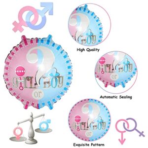 Gender Reveal Decorations Pastel Blue Pink Balloon Garland Arch Kit with Boy or Girl What do You Think Banner Backdrop Boy Girl Foil Mylar Balloons Gender Reveal Party Supplies