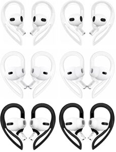 alxcd ear hooks compatible with airpods pro 2 & airpods, 6 pairs adjustable over-ear soft tpu ear hook [anti slip][anti lost], compatible with airpods pro 2 airpods3 all generations, black white clear