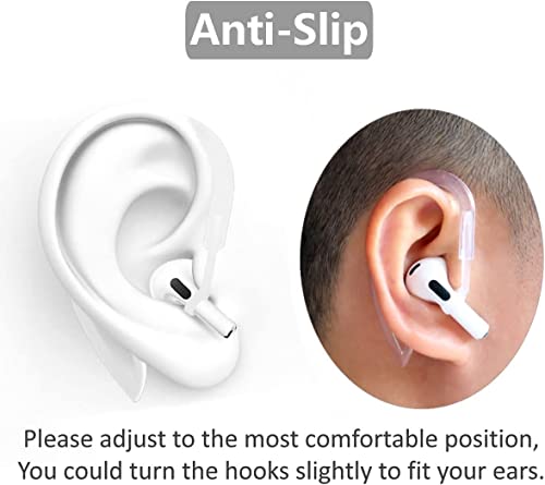 ALXCD Ear Hooks Compatible with AirPods Pro 2 & AirPods, 6 Pairs Adjustable Over-ear Soft TPU Ear hook [Anti Slip][Anti Lost], Compatible with AirPods Pro 2 AirPods3 All Generations, Black White Clear