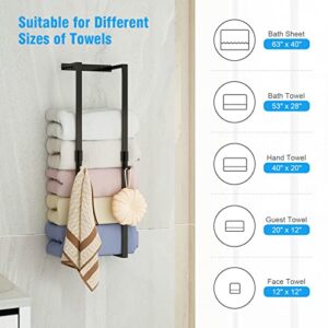 Towel Racks for Bathroom Wall Mounted with 2 Hooks, Stainless Steel Bath Towel Holder Bathroom Wall Towel Rack for Rolled Towels, Towel Storage for Small Bathroom, RV Camper, Garage