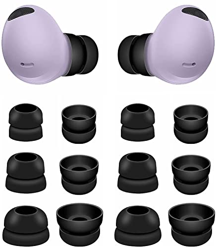 ALXCD Double Flange Tips Compatible with Galaxy Buds 2 Pro SM-R510, 6 Pairs S/M/L Sizes Double Flange Ear Tips Earbuds Tips Replacement Eartips, Compatible with Galaxy Buds 2 Pro SM-R510, Black sml