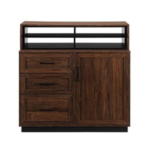 Walker Edison Hughes Adjustable Secretary Desk with Storage, Brown